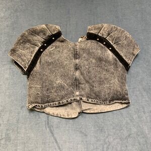 Fultons Landing By Phoenix Denim Crop Top Women 9 Gray Acid Wash Casual Pullover